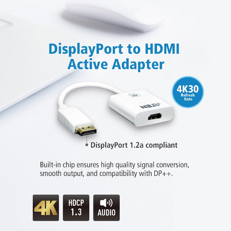Aten 4K DisplayPort to HDMI Active Adapter, Supports VGA, SVGA, XGA, SXGA, UXGA, 1080p &  resolutions up to 4K UHD, Supports AMD Eyefinity, DP to HDMI Aten 4K DisplayPort to HDMI Active Adapter, Supports VGA, SVGA, XGA, SXGA, UXGA, 1080p &  resolutions up to 4K UHD, Supports AMD Eyefinity, DP to HDMI